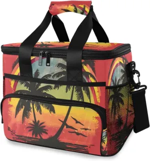 Silhouette Palm Trees Cooler Bag Insulated Cooler Soft Sided Cooler 24 Can Portable Picnic Bag Large Leakproof Lunch Bag Box for Beach Grocery Camping Travel Car Men Women
