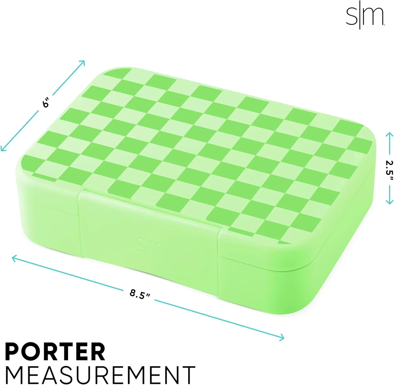 Simple Modern Bento Lunch Box for Kids | BPA Free, Leakproof, Dishwasher Safe | Lunch Container for Girls and Boys, Toddlers | Porter Collection | 5 Compartments | Lime Checkmate