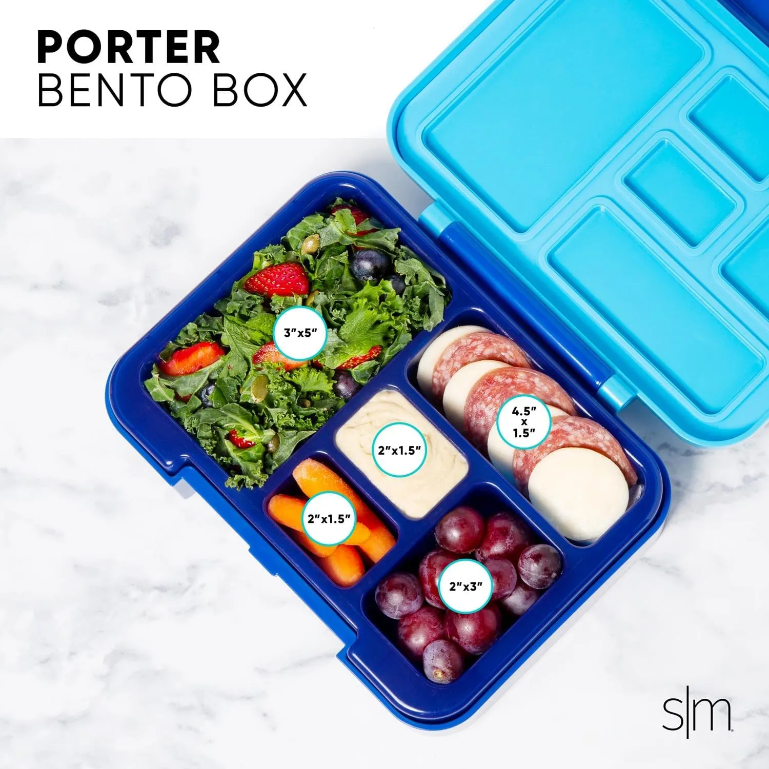 Simple Modern Bento Lunch Box for Kids | BPA Free, Leakproof, Dishwasher Safe | Lunch Container for Girls and Boys, Toddlers | Porter Collection | 5 Compartments | Lime Checkmate