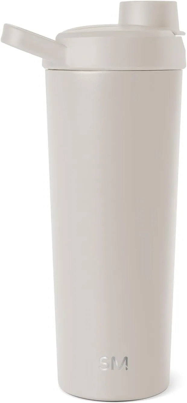 Simple Modern Stainless Steel Shaker Bottle with Ball 24oz | Metal Insulated Cup for Protein Mixes, Shakes and Pre Workout | Rally Collection | Almond Birch