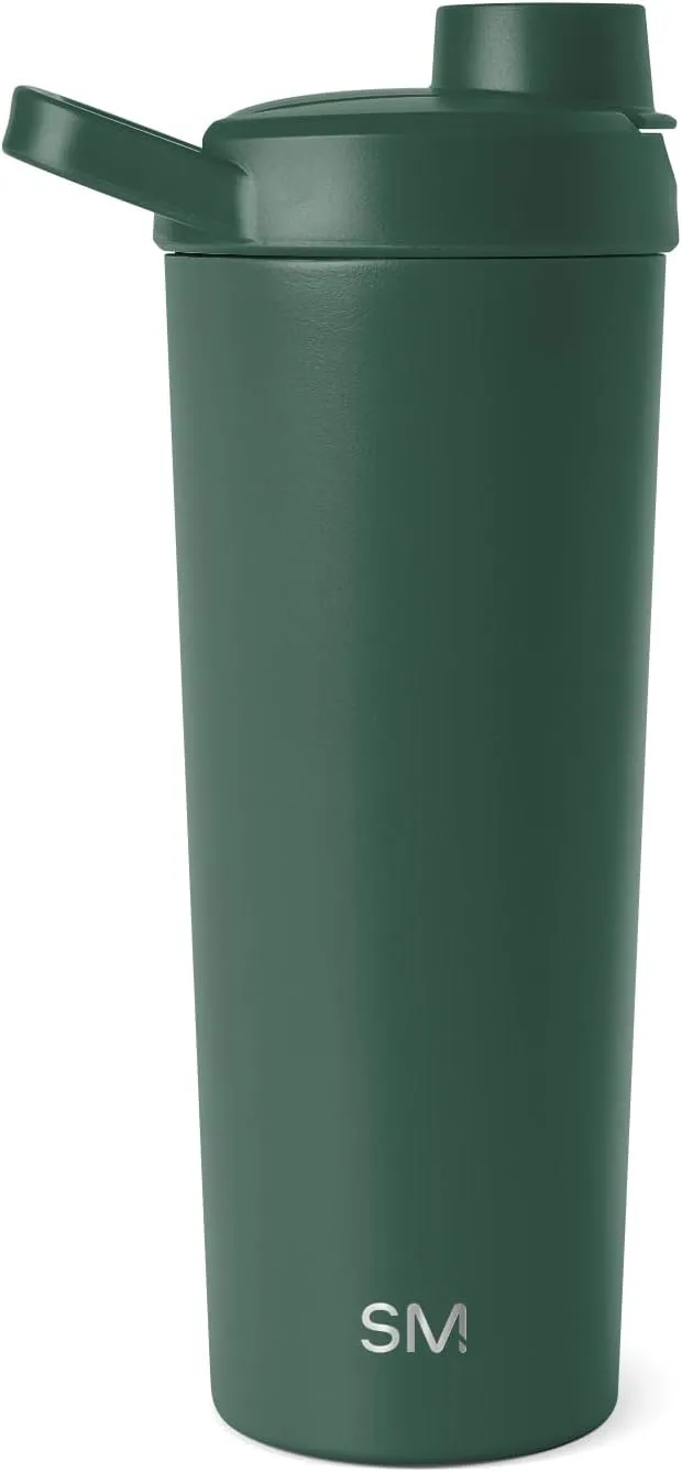 Simple Modern Stainless Steel Shaker Bottle with Ball 24oz | Metal Insulated Cup for Protein Mixes, Shakes and Pre Workout | Rally Collection | Forest
