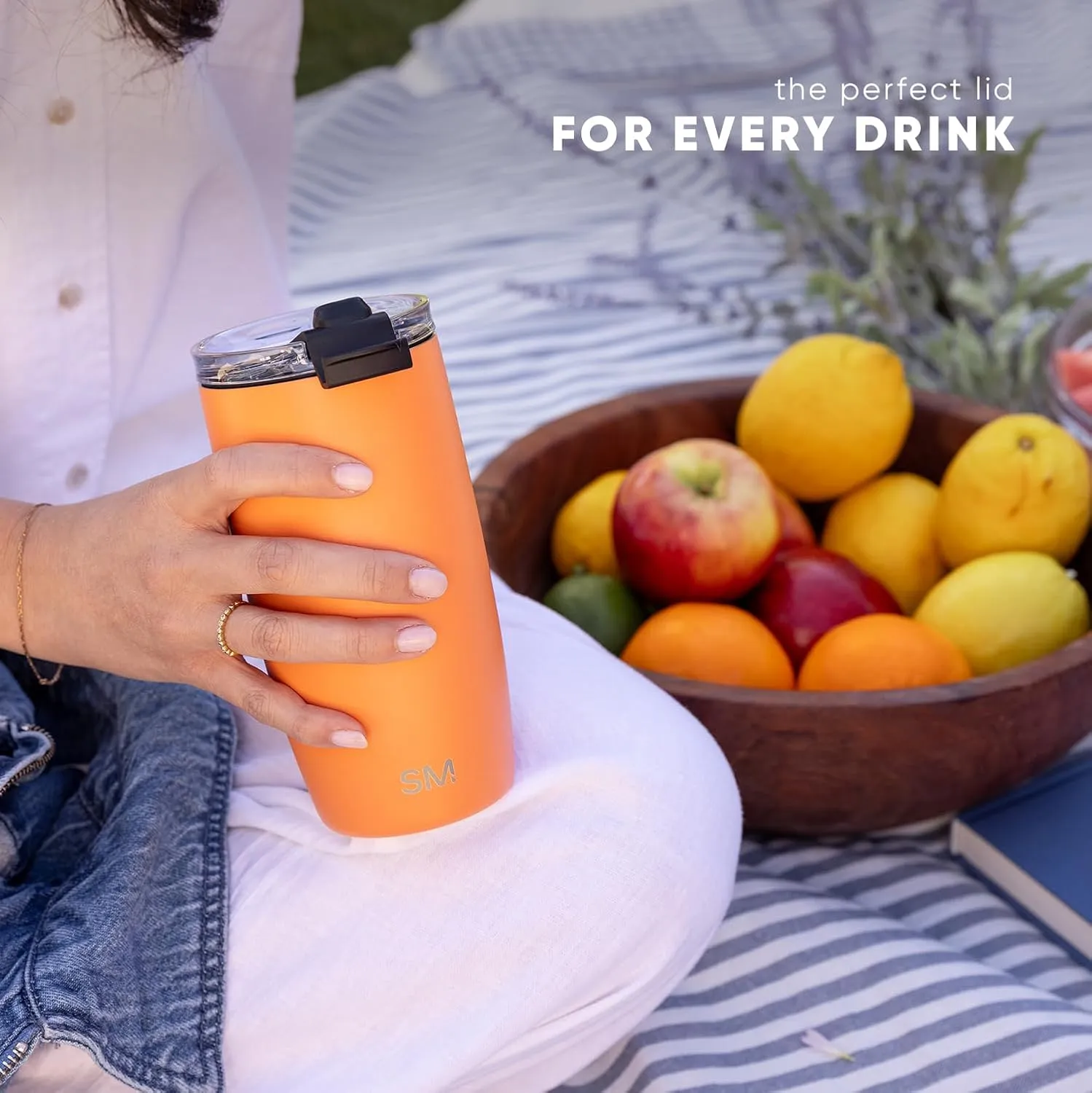 Simple Modern Travel Coffee Mug Tumbler with Flip Lid | Reusable Insulated Stainless Steel Cold Brew Iced Coffee Cup Thermos | Gifts for Women Men Him Her | Voyager Collection | 20oz | Lavender Mist