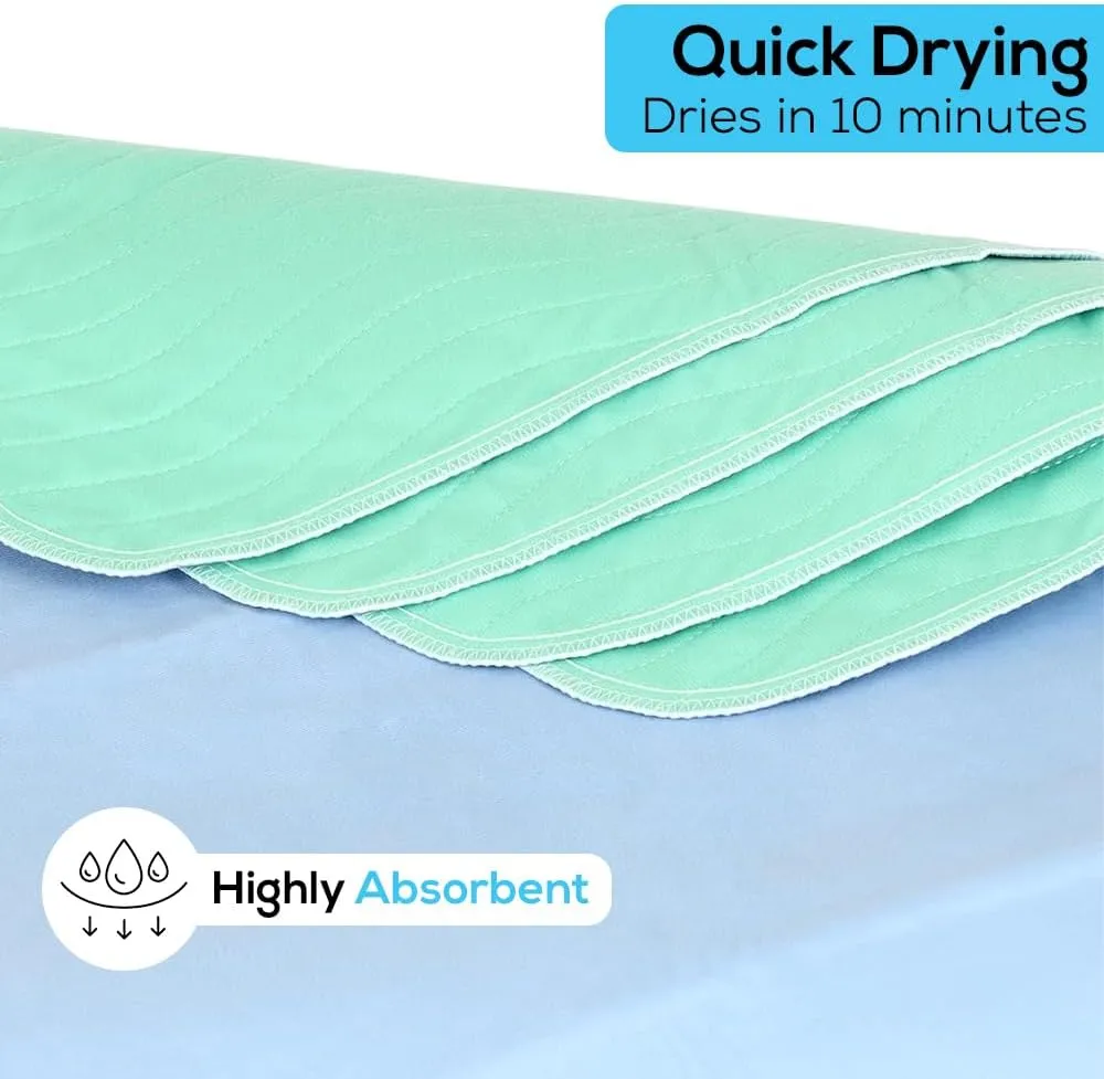 Simpli-Magic Washable Underpads, 34"x36" (Pack of 6) - Heavy Absorbency Reusable Bedwetting Incontinence Pads for Kids,Adults,Elderly,and Pets - Waterproof Protective Pad for Bed,Couch,Sofa,Floor