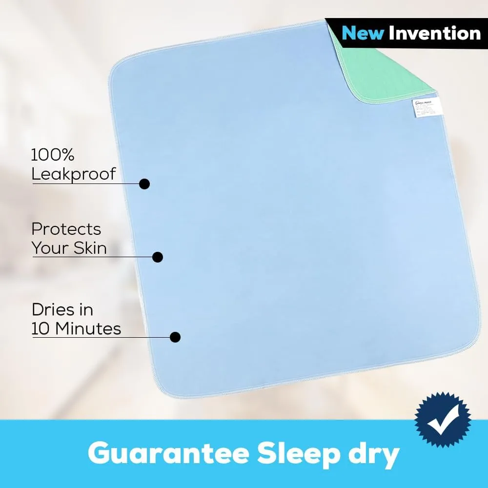 Simpli-Magic Washable Underpads, 34"x36" (Pack of 6) - Heavy Absorbency Reusable Bedwetting Incontinence Pads for Kids,Adults,Elderly,and Pets - Waterproof Protective Pad for Bed,Couch,Sofa,Floor