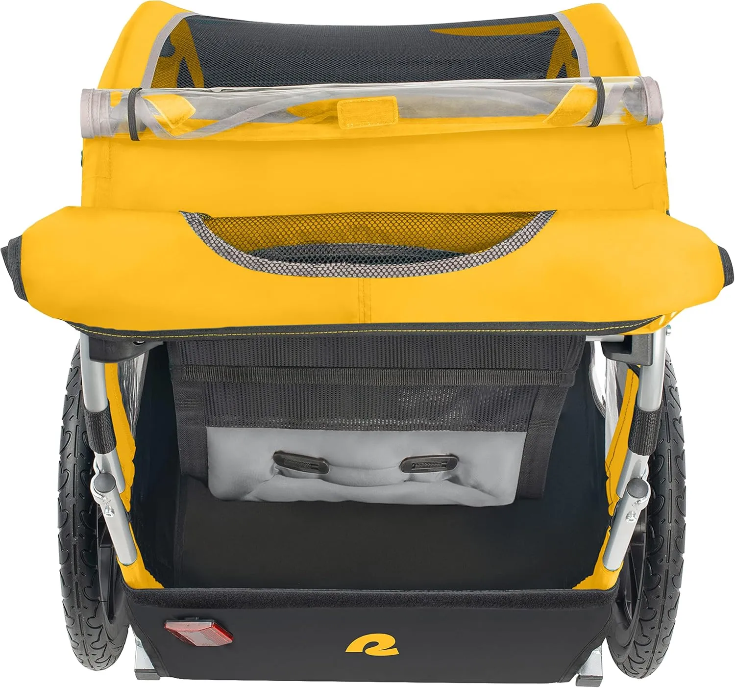 Single & Double Passenger Children’s Foldable/Collapsible Tow Behind Bike Trailer with 16" Wheels, Safety Reflectors & Rear Storage Compartment