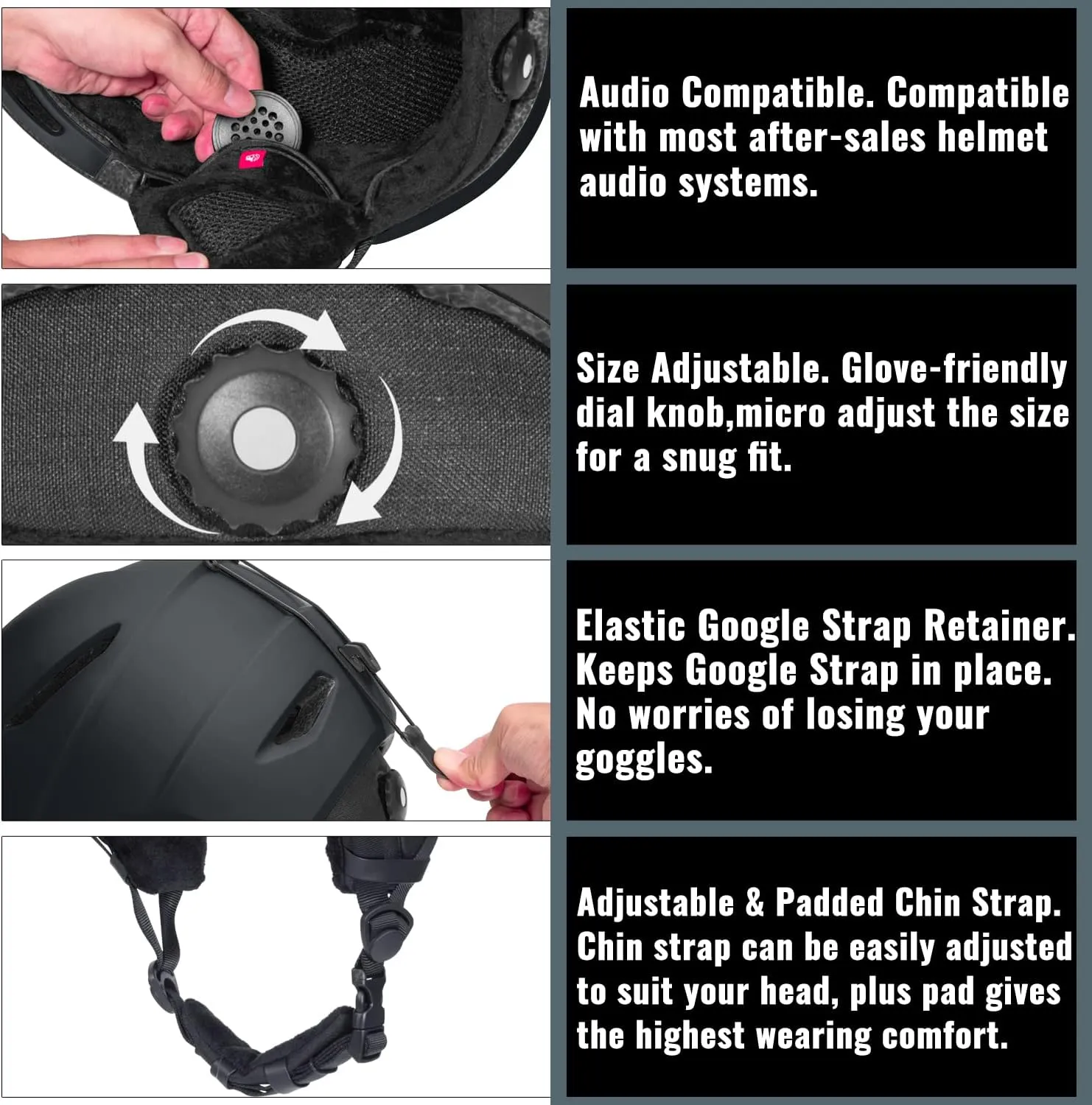 Ski Helmet - Audio Compatible and Lightweight, ASTM Standard for Men, Women and Youth
