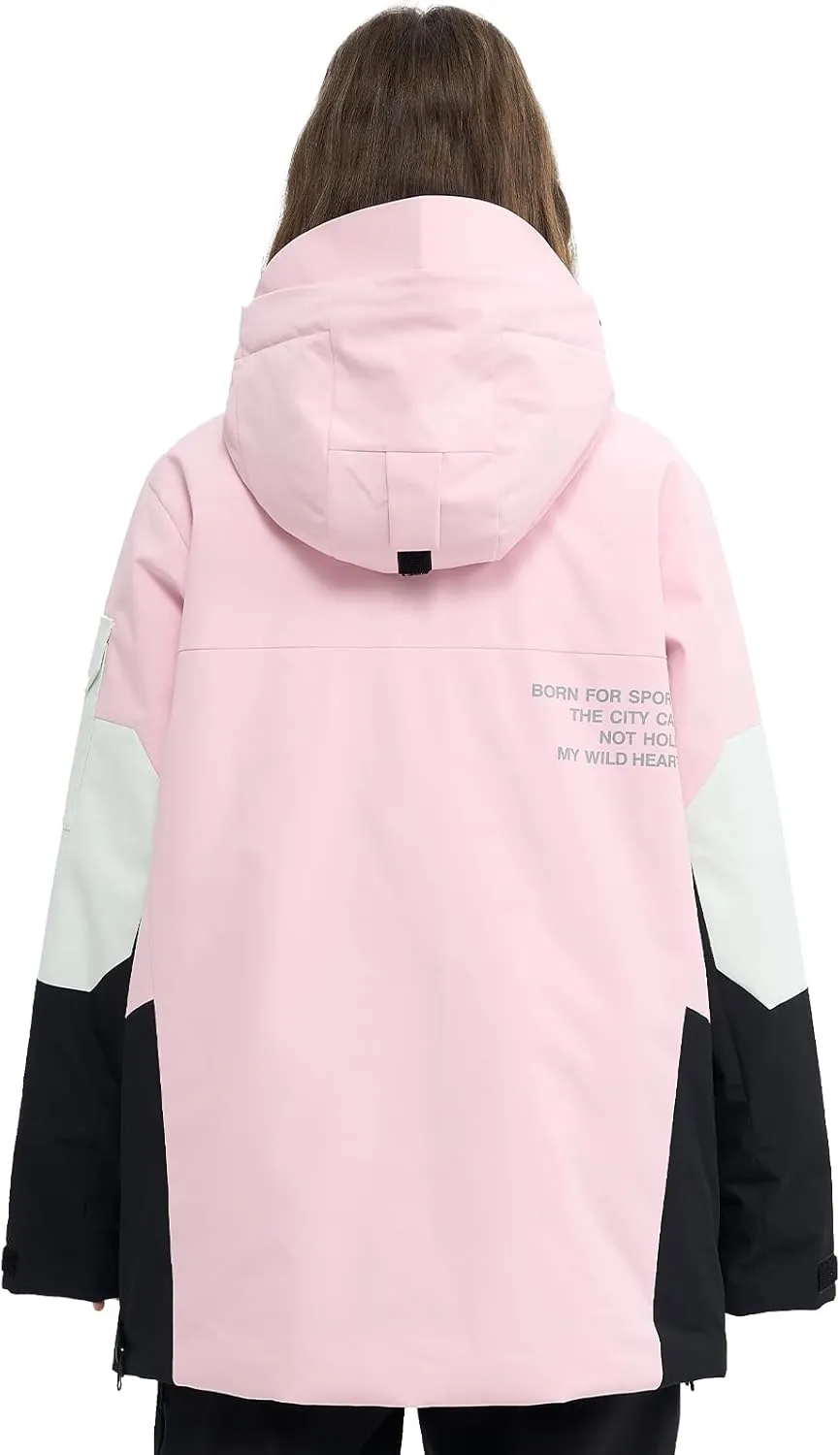 Ski Jacket Snowboard Anorak Coat Pullover Baggy Snow Hooded Insulated Hoodie Waterproof Warm for Women Men