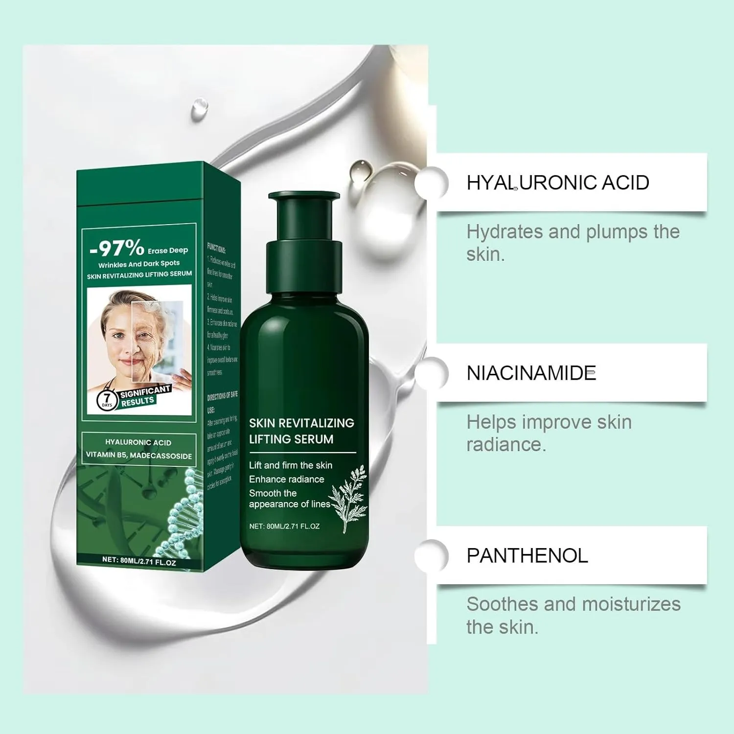 Skin Revitalizing Lifting Serum - Anti-Wrinkle & Hydration Treatment, Hyaluronic Acid & Niacinamide, Skin Rejuvenation(1Count (Pack of 1))