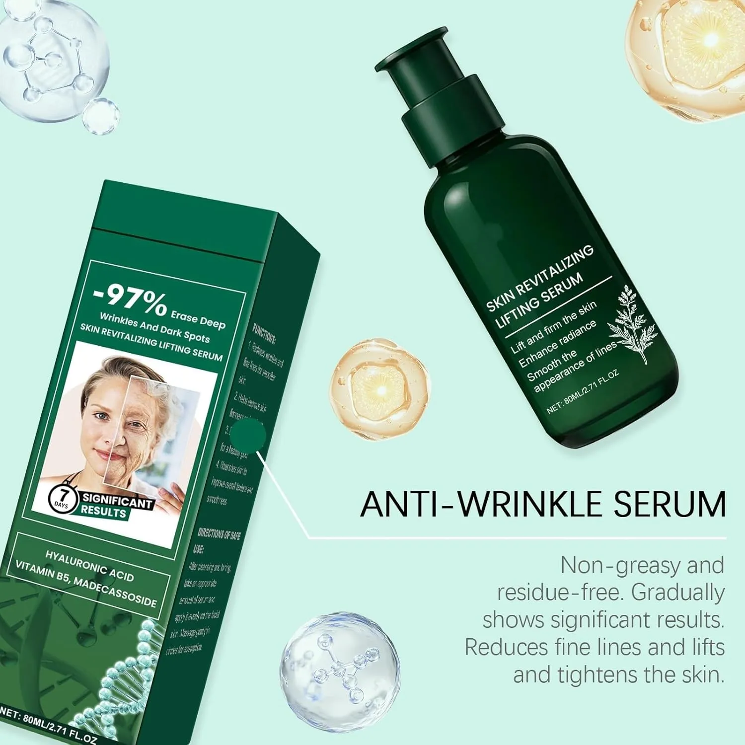 Skin Revitalizing Lifting Serum - Anti-Wrinkle & Hydration Treatment, Hyaluronic Acid & Niacinamide, Skin Rejuvenation(1Count (Pack of 1))