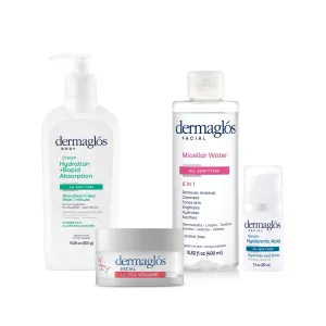 Skincare Facial And Body Set | Micellar Water 13,52 floz   Hyaluronic Acid Serum With Provitamin B5 1 floz   Ultra Volume Night Cream 1,76 oz   Body Cream Hydration for 24 hours 10,58 oz