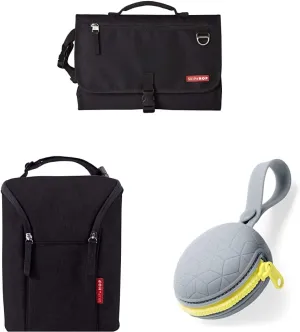 Skip Hop Diaper Bag Organinizing Accessories Set, Black: Changing Pad, Insulated Baby Bottle Bag, Pacifier Holder