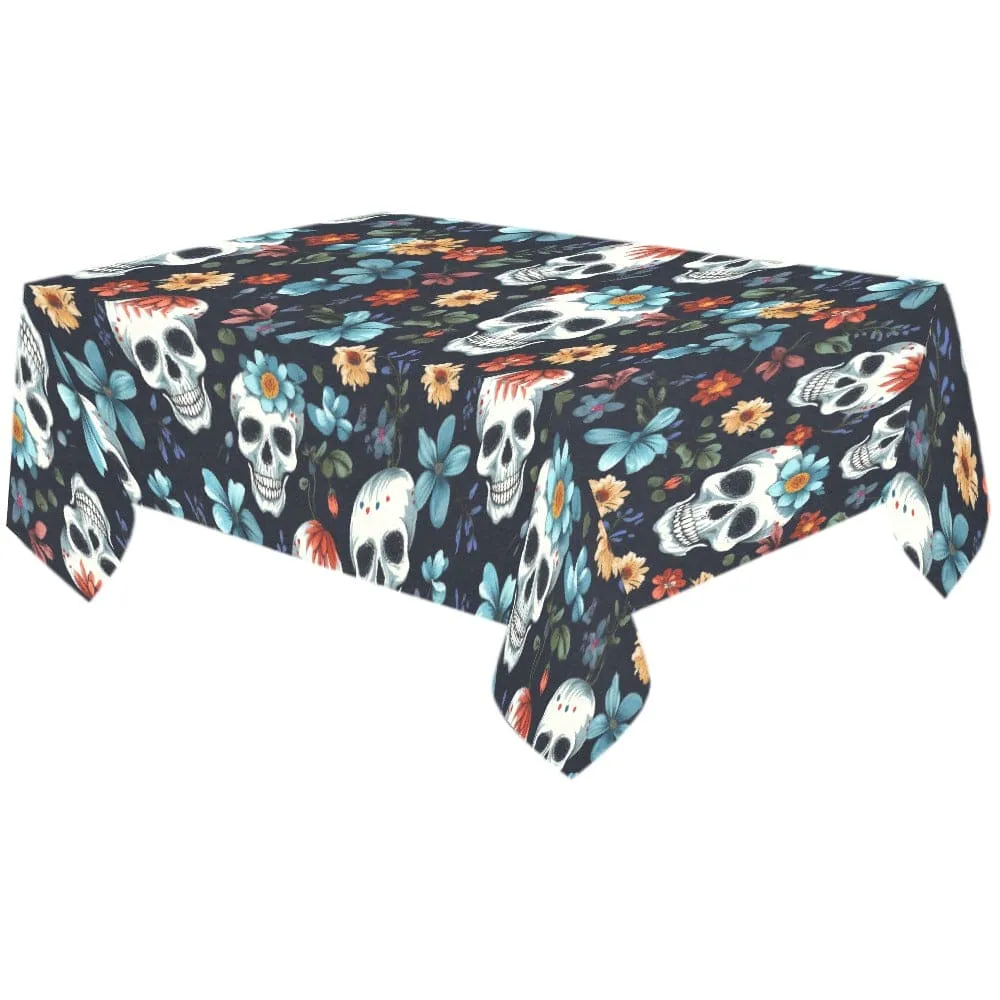 Skull Floral Tablecloth 120"x 60"