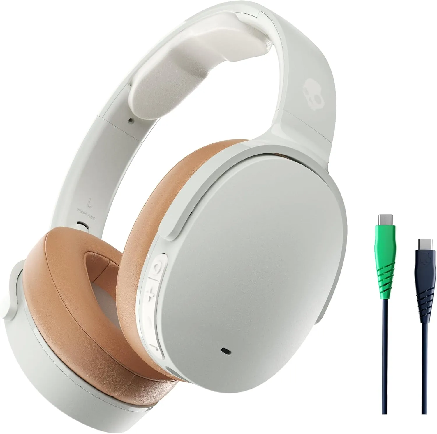 Skullcandy Hesh ANC Wireless Over-Ear Bluetooth Headphones with Charging Cable, Active Noise Cancelling, Up to 22 Hrs Battery, Foldable Lightweight Design, Microphone for iPhone Android - Mod White