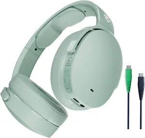 Skullcandy Hesh ANC Wireless Over-Ear Bluetooth Headphones with Charging Cable, Active Noise Cancelling, Up to 22 Hrs Battery, Foldable Lightweight Design, Microphone for iPhone Android - Preppy Sage