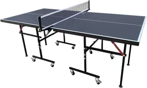 Small Indoor Table Tennis Table with Quick Clamp Ping Pong Net and Post Set, Foldable Table Indoor Outdoor，Black and Blue