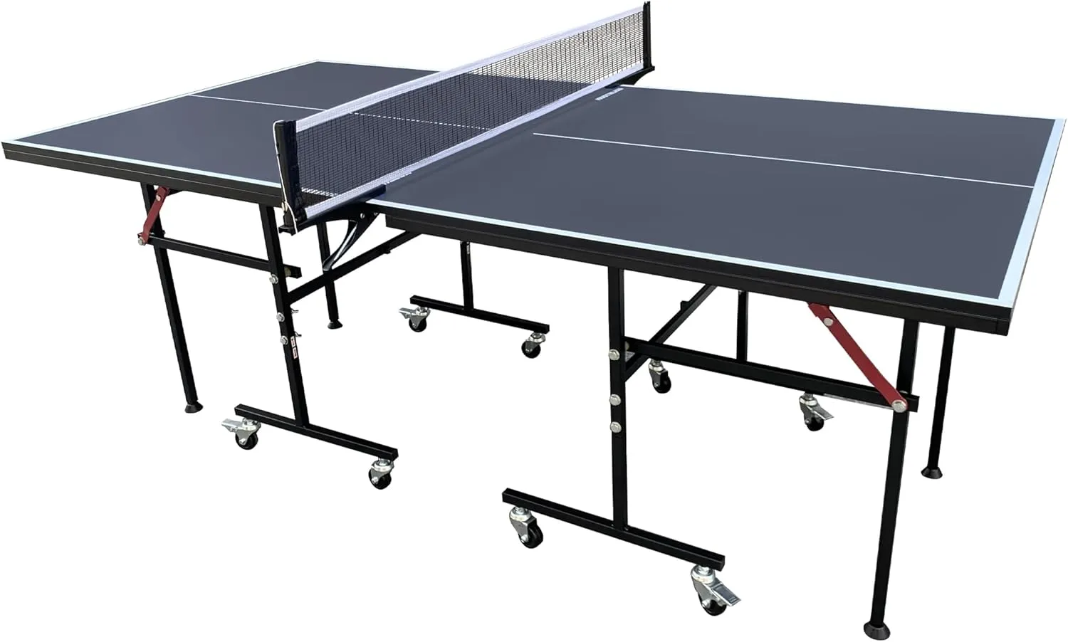 Small Indoor Table Tennis Table with Quick Clamp Ping Pong Net and Post Set, Foldable Table Indoor Outdoor，Black and Blue
