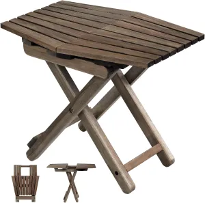 Small Patio Table, Outdoor Folding Side Table, Small Side Table, Accent Table, Small Coffee End Table, Wood Table Top for Living Room, Bedroom, Toilet, Small Space (Walnut - Set of 1, 18"x13")