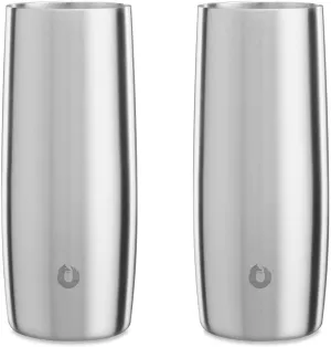 SNOWFOX Premium Vacuum Insulated Stainless Steel Cocktail Glass / Drink Tumbler, Set of 2, Drinks Stay Icy Cold, Thermal Highball Glasses, Elegant Home Entertaining, Classic Barware, 14.5 oz