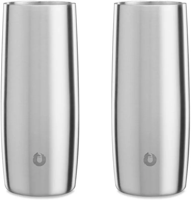 SNOWFOX Premium Vacuum Insulated Stainless Steel Cocktail Glass / Drink Tumbler, Set of 2, Drinks Stay Icy Cold, Thermal Highball Glasses, Elegant Home Entertaining, Classic Barware, 14.5 oz