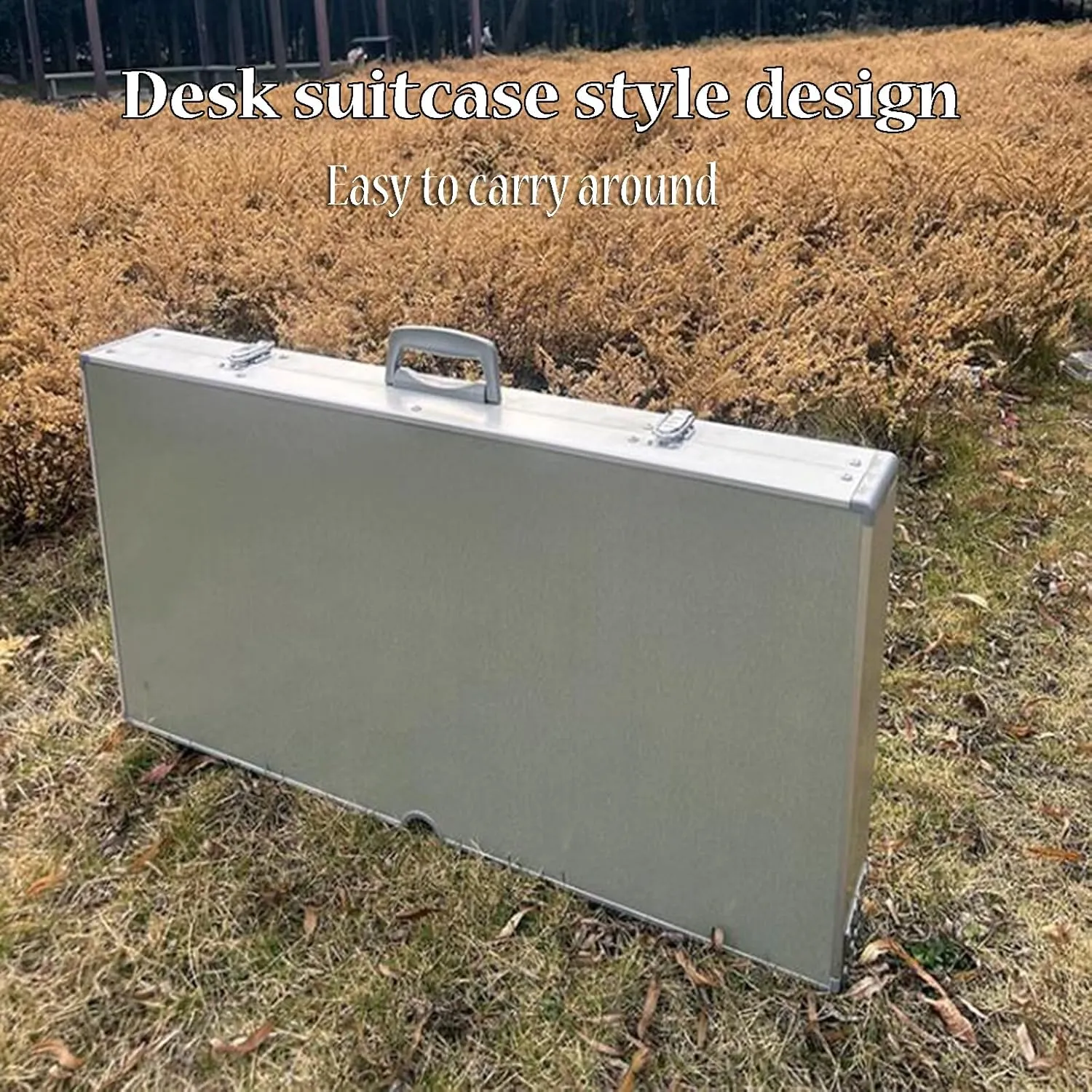 SOBOUR Folding Camping Table Square-Shaped Picnic Table Aluminum Alloy Camping Table Roll Up Desktop with Storage Bag for Outdoor