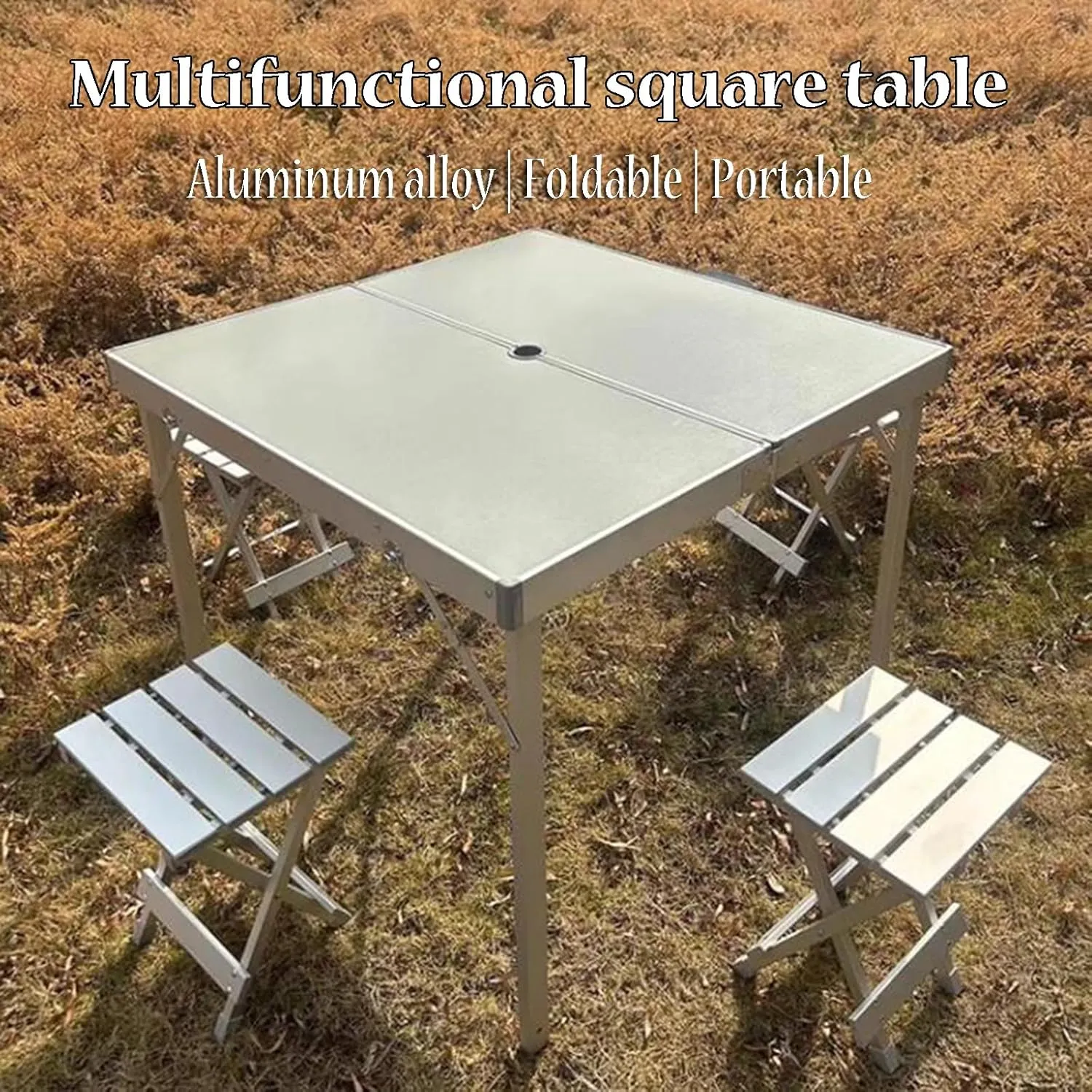 SOBOUR Folding Camping Table Square-Shaped Picnic Table Aluminum Alloy Camping Table Roll Up Desktop with Storage Bag for Outdoor