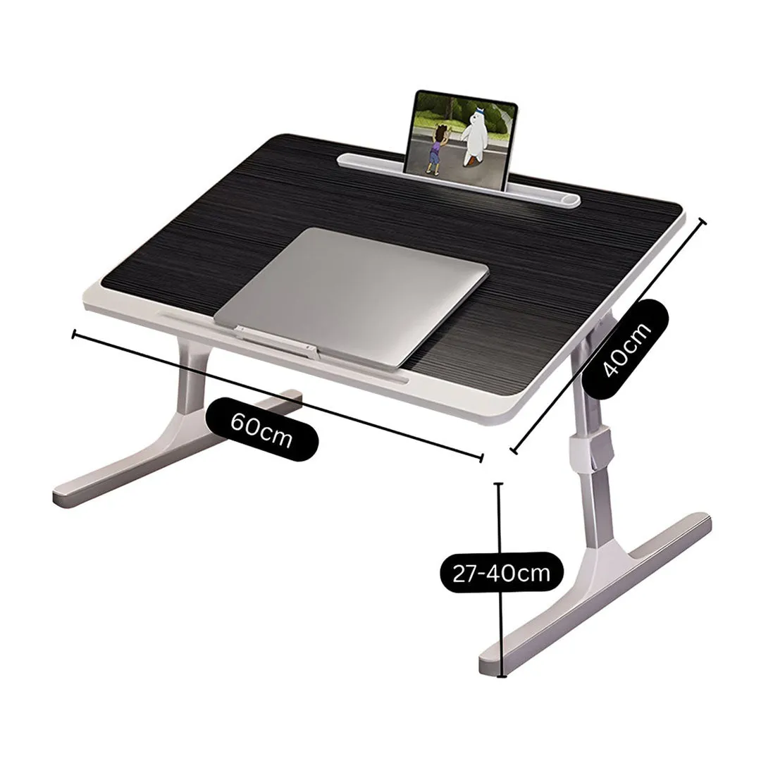 SOGA 2X 60x40cm Portable Black Adjustable Foldable Laptop and Study Table