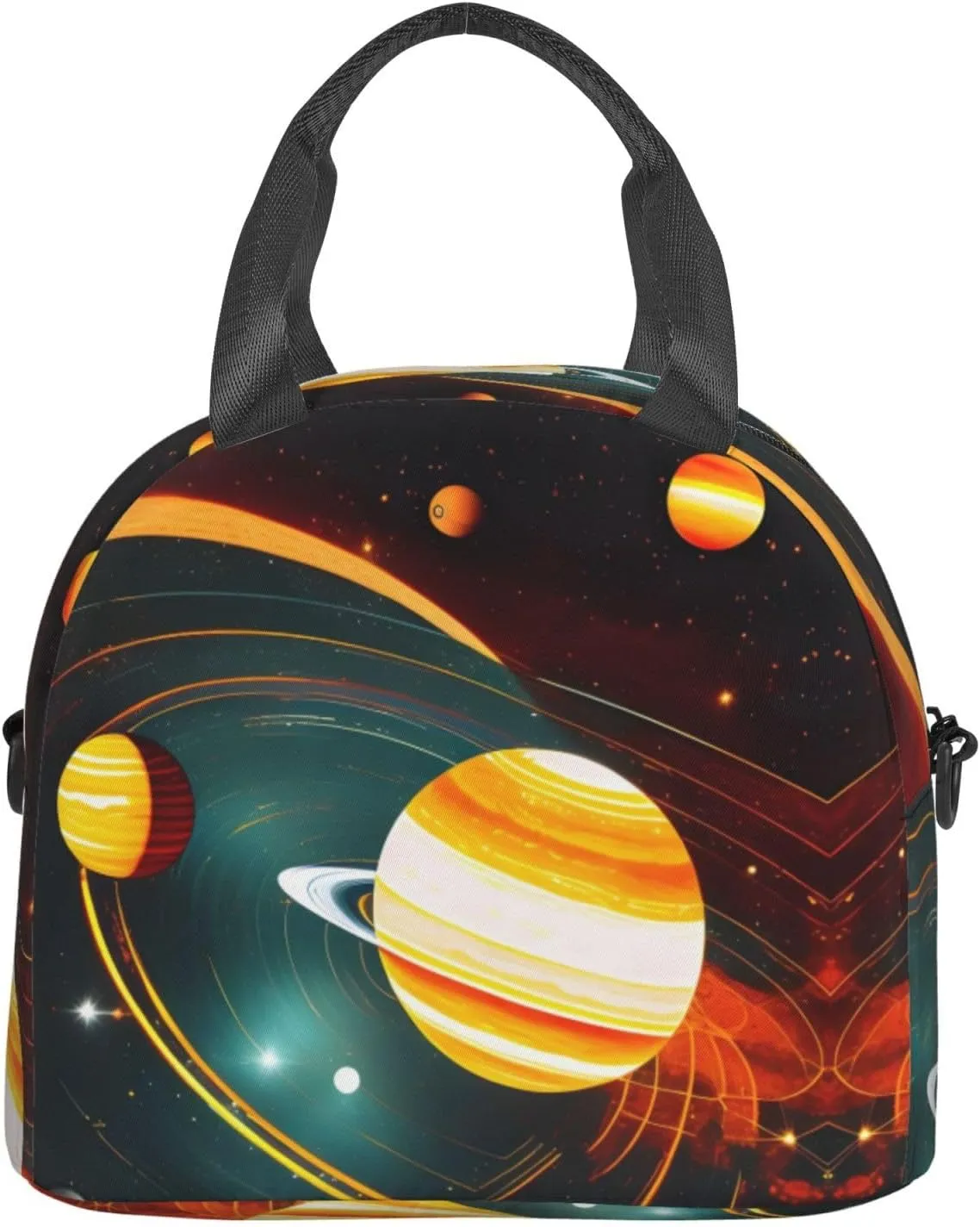 Solar System Jupiter Saturn Insulated Lunch Bag For Women/Men Adjustable Shoulder Strap,Leakproof,Tote Bag For Office Work