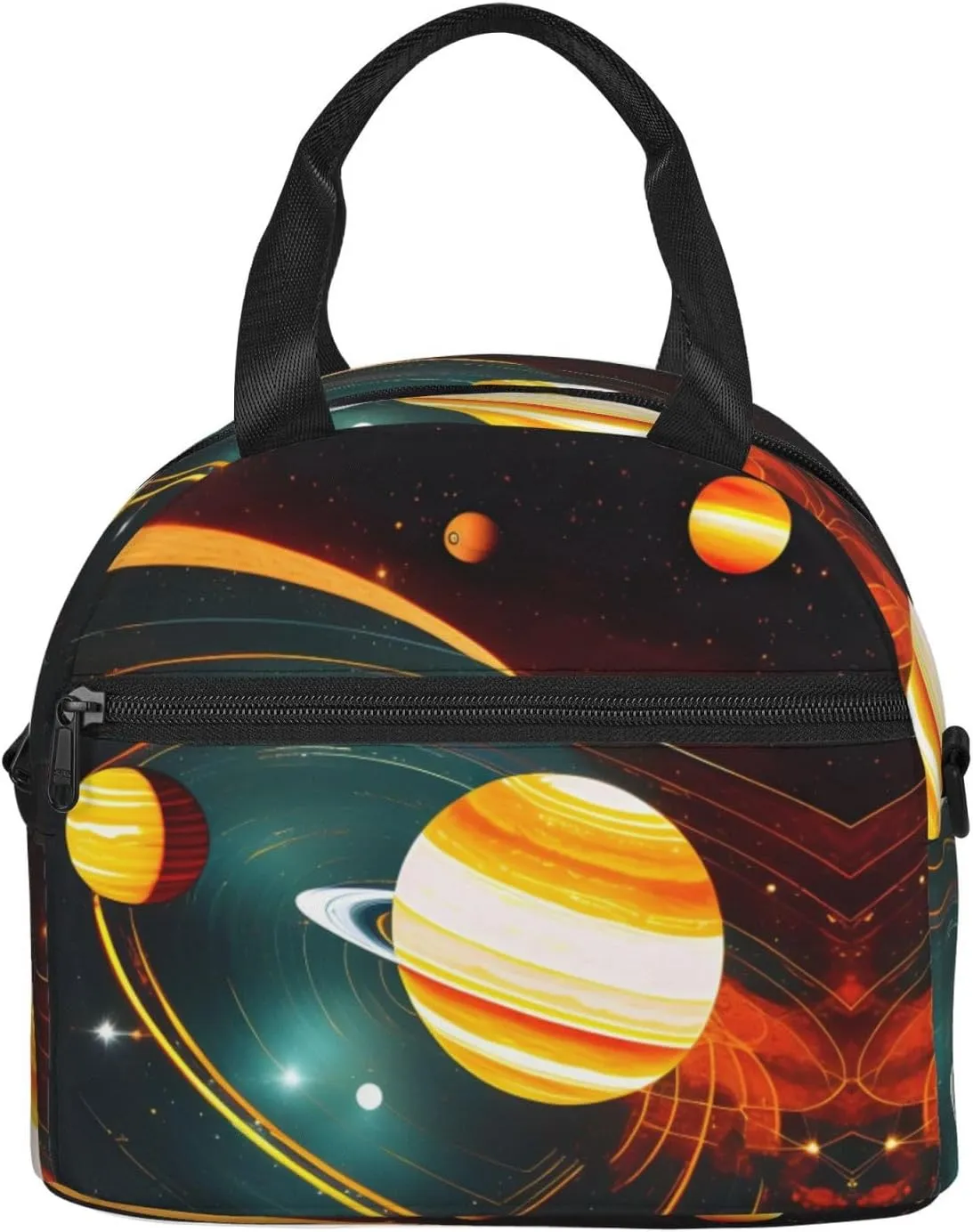 Solar System Jupiter Saturn Insulated Lunch Bag For Women/Men Adjustable Shoulder Strap,Leakproof,Tote Bag For Office Work