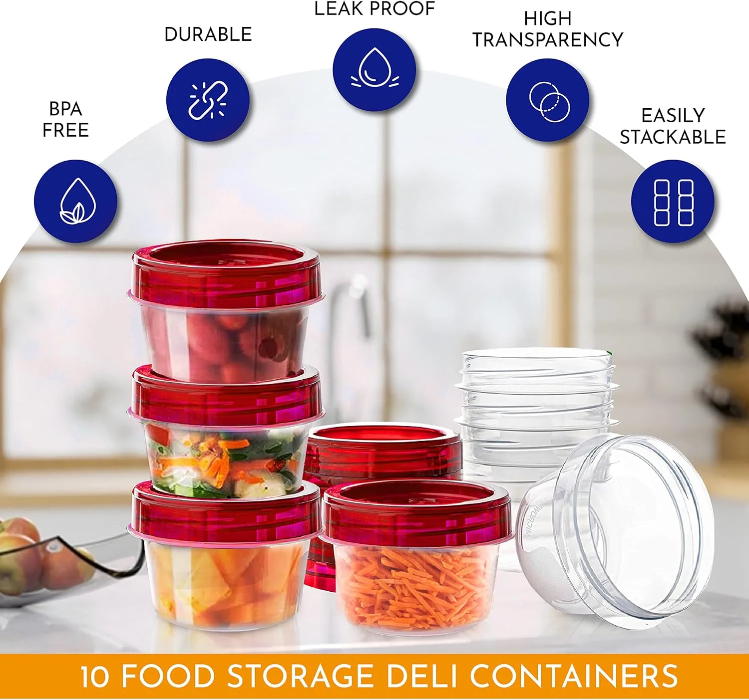 Soup Freezer Food Storage Containers With Screw On Lids [16 Oz -10 Pack] Reusable Plastic Container leak proof, Airtight, Stackable, Microwave Safe BPA Free