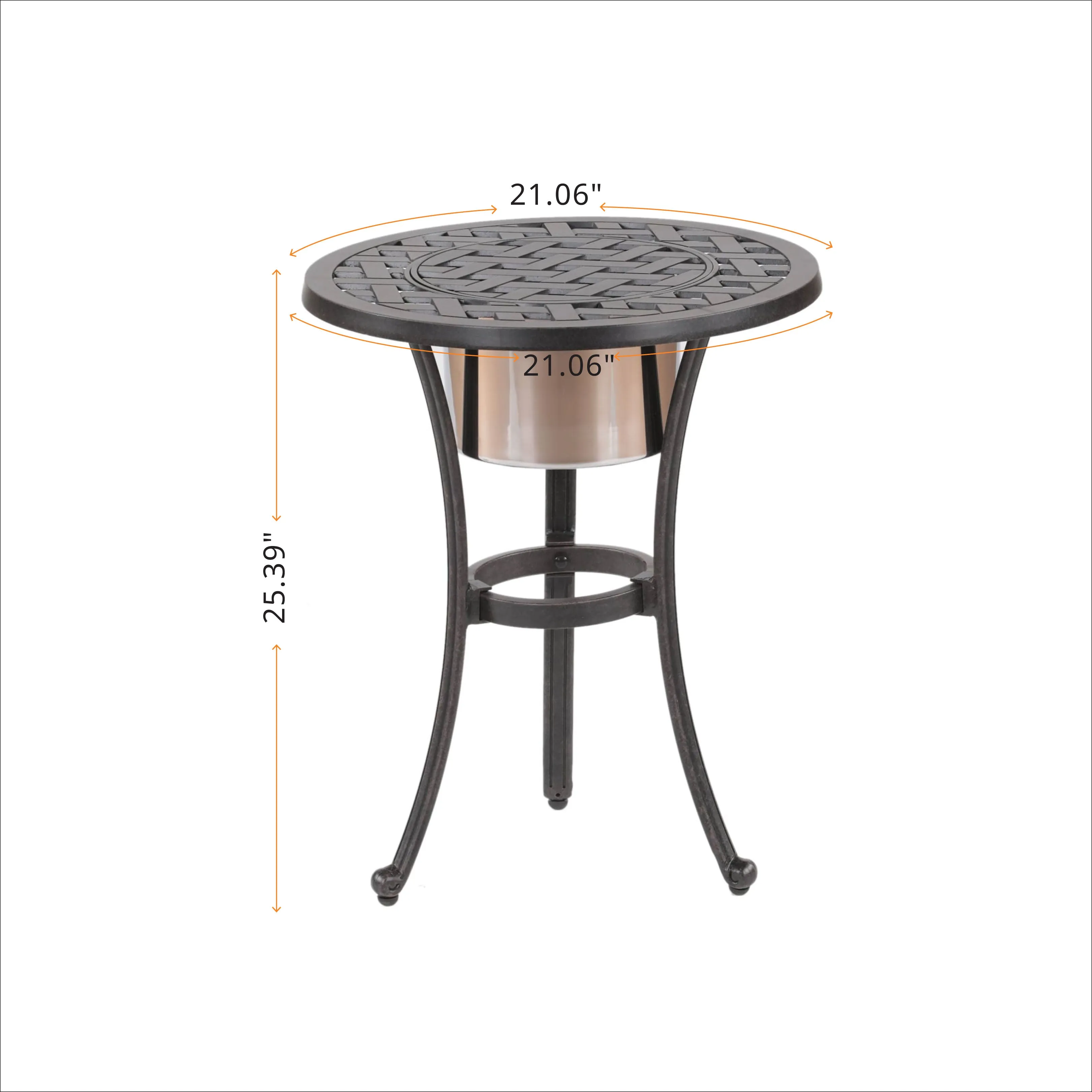 Sparta Outdoor 21-inch Round Bistro Table with Ice Bucket: All-Weather, Rust-Resistant and Durable Bistro Table for Patio, Garden, and Terrace