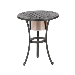 Sparta Outdoor 21-inch Round Bistro Table with Ice Bucket: All-Weather, Rust-Resistant and Durable Bistro Table for Patio, Garden, and Terrace