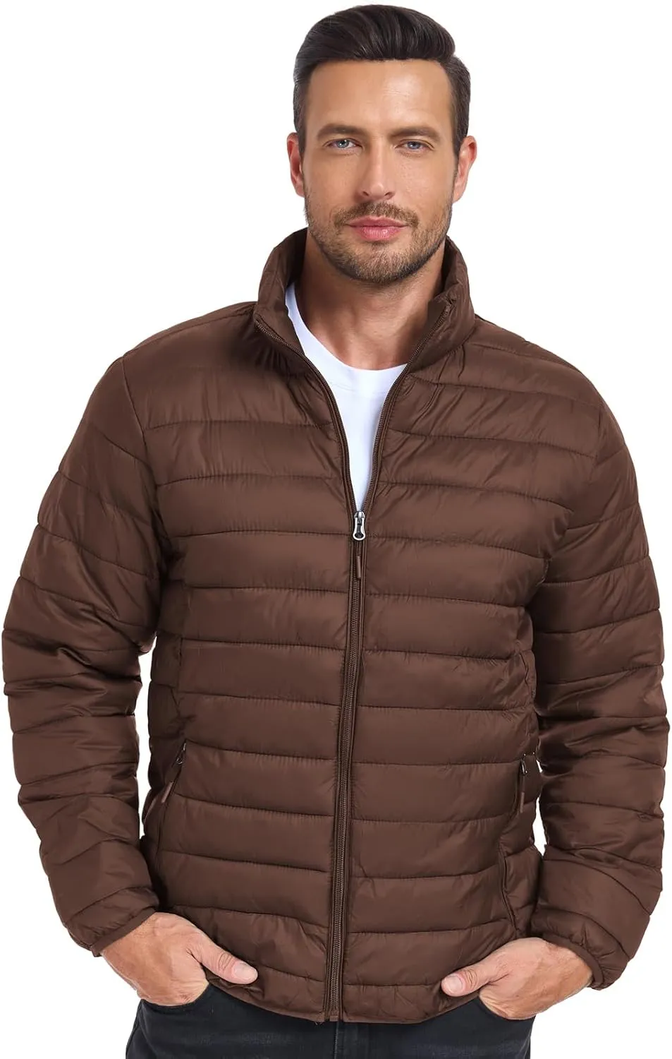 SPOSULEI Men Puffer Down Jacket Packable Lightweight Winter Jackets Coats Outdoor Waterproof Insulated Jackets