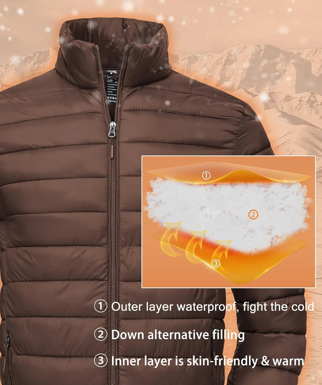 SPOSULEI Men Puffer Down Jacket Packable Lightweight Winter Jackets Coats Outdoor Waterproof Insulated Jackets