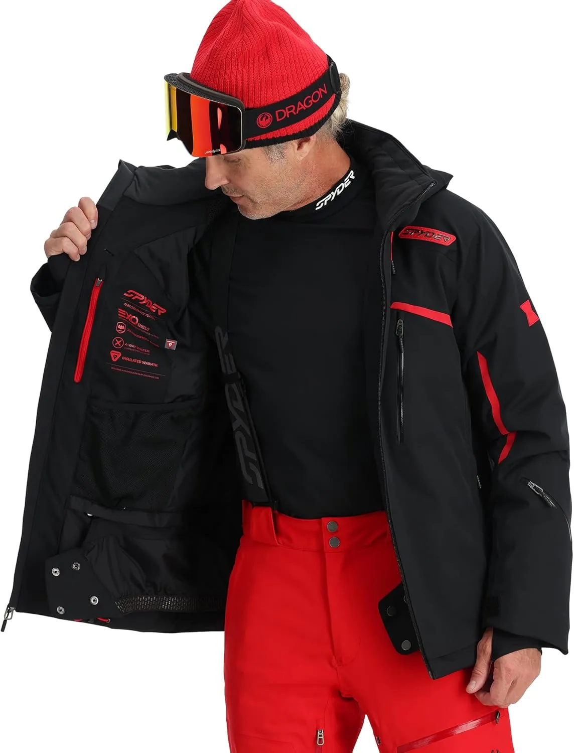 Spyder Men's Leader Insulated Hooded Ski Snow Jacket