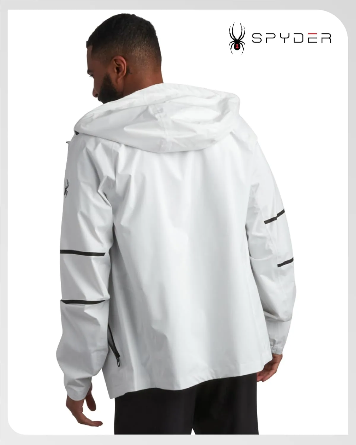 Spyder Mens Rain Jacket - Waterproof Lightweight Hooded Windbreaker, Outerwear Jacket for Golf, Hiking and Outdoor (S-XL)