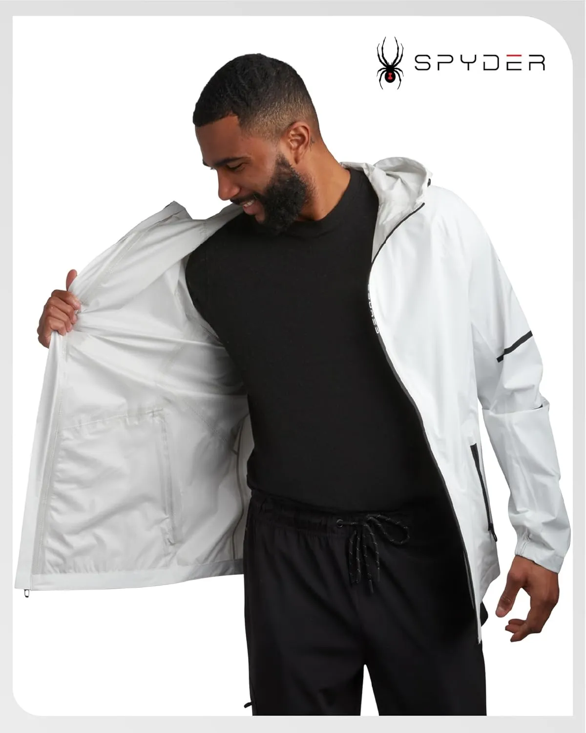 Spyder Mens Rain Jacket - Waterproof Lightweight Hooded Windbreaker, Outerwear Jacket for Golf, Hiking and Outdoor (S-XL)