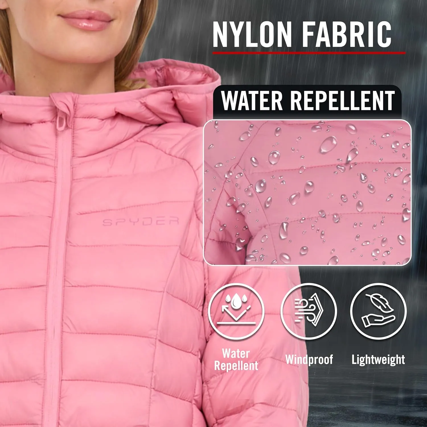 Spyder Packable Puffer Jacket Womens with Hood, Lightweight Full Zip Winter Quilted Womens Puffer Coat