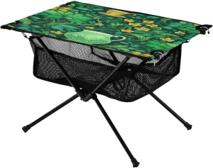St Patrick's Day Portable Folding Camping Table, Compact Lightweight Beach Table with Carrying Bag for Outdoor Picnics, BBQs, Camp
