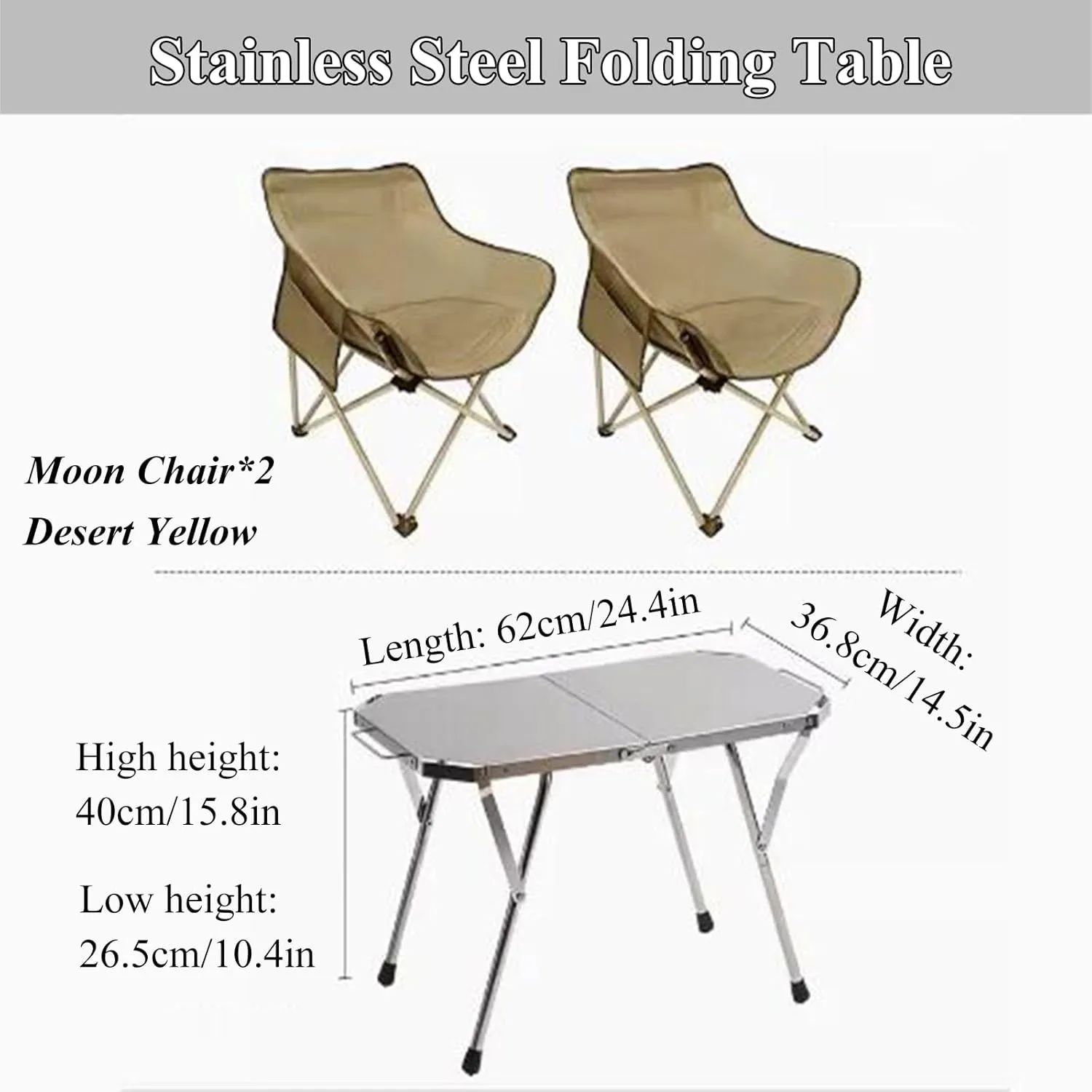 Stainless Steel Camping Table Adjustable Camping Table Foldable Picnic Table Roll Up Table Top with Carry Bag for Outdoor