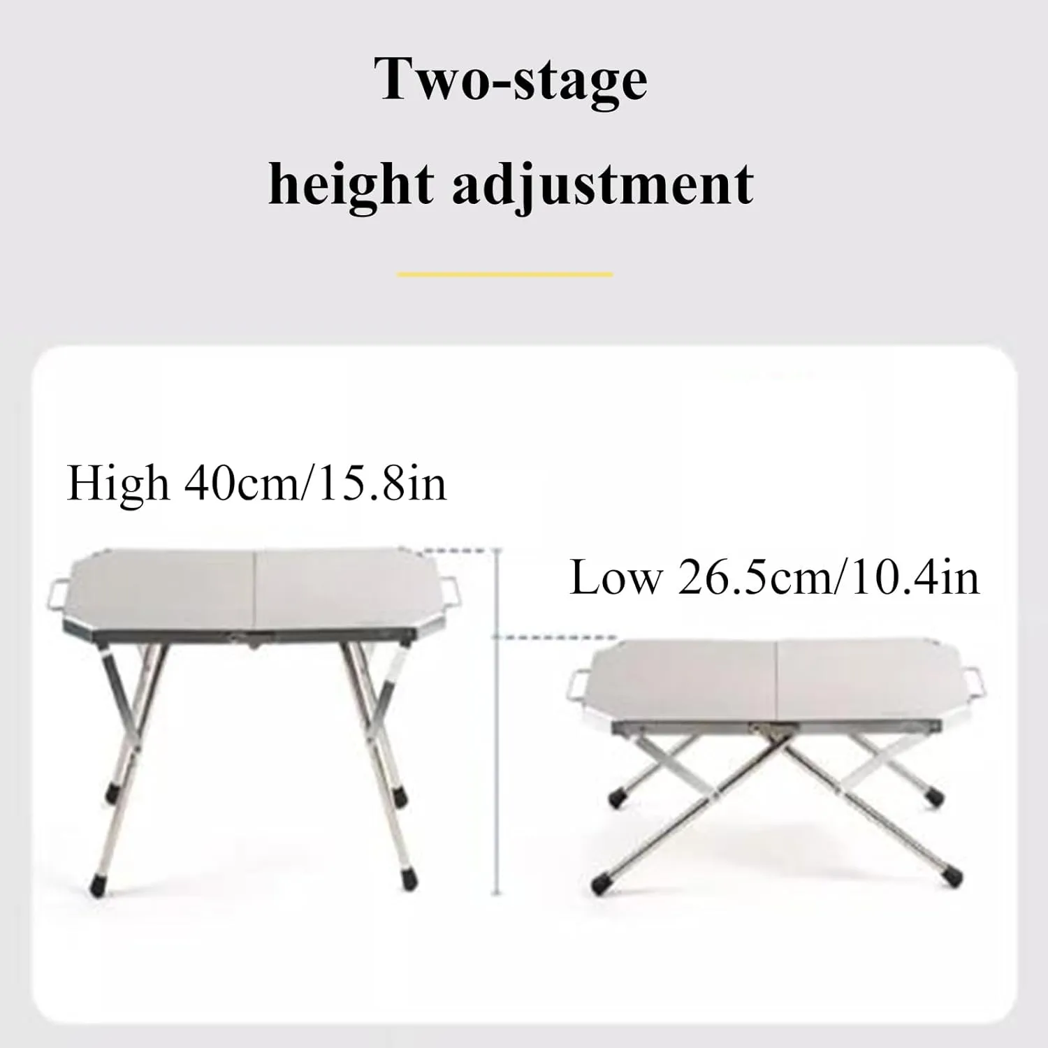 Stainless Steel Camping Table Adjustable Camping Table Foldable Picnic Table Roll Up Table Top with Carry Bag for Outdoor
