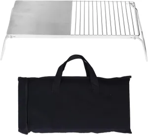 Stainless Steel Grill Stand | Foldable Outdoor Kitchen Table for BBQ/Camping/Travel | 304 & 201 Stainless Steel | Lightweight & Portable