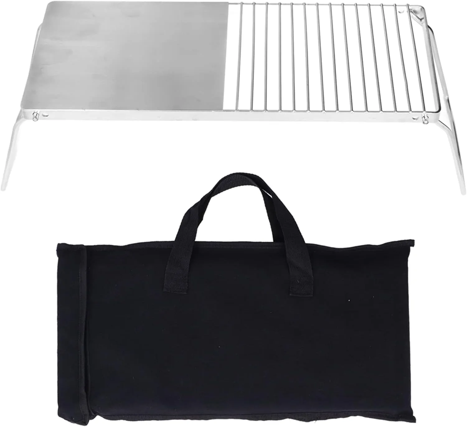 Stainless Steel Grill Stand | Foldable Outdoor Kitchen Table for BBQ/Camping/Travel | 304 & 201 Stainless Steel | Lightweight & Portable