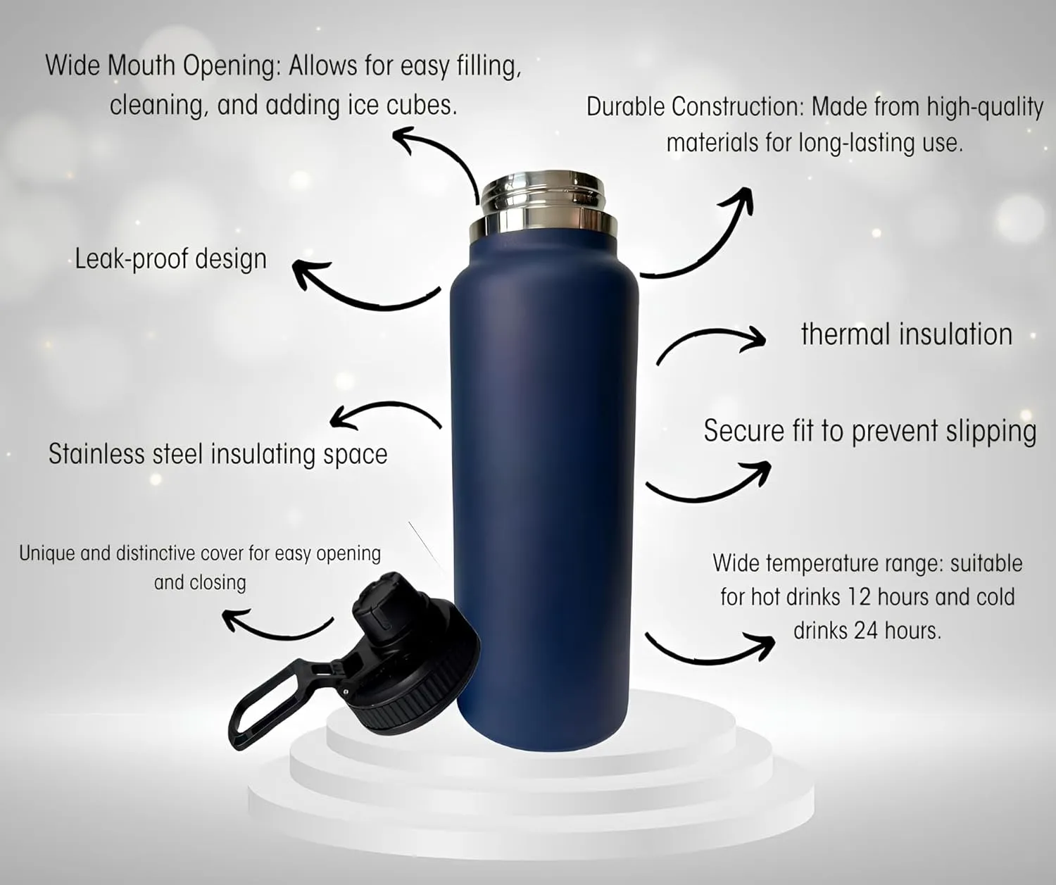 Stainless Steel Water Bottle | Leakproof, Durable & BPA-Free | Double-Wall Insulation for Hot & Cold Drinks | Wide Mouth, Perfect for Travel & Workouts
