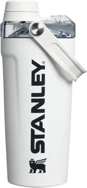 Stanley Activate Shaker Bottle 20 oz | Leakproof Insulated Stainless Steel Shaker Cup | Base Storage and Twist On Fast Flow Lid | Protein Shakes and Pre Workout Powder | BPA-Free | Chalk