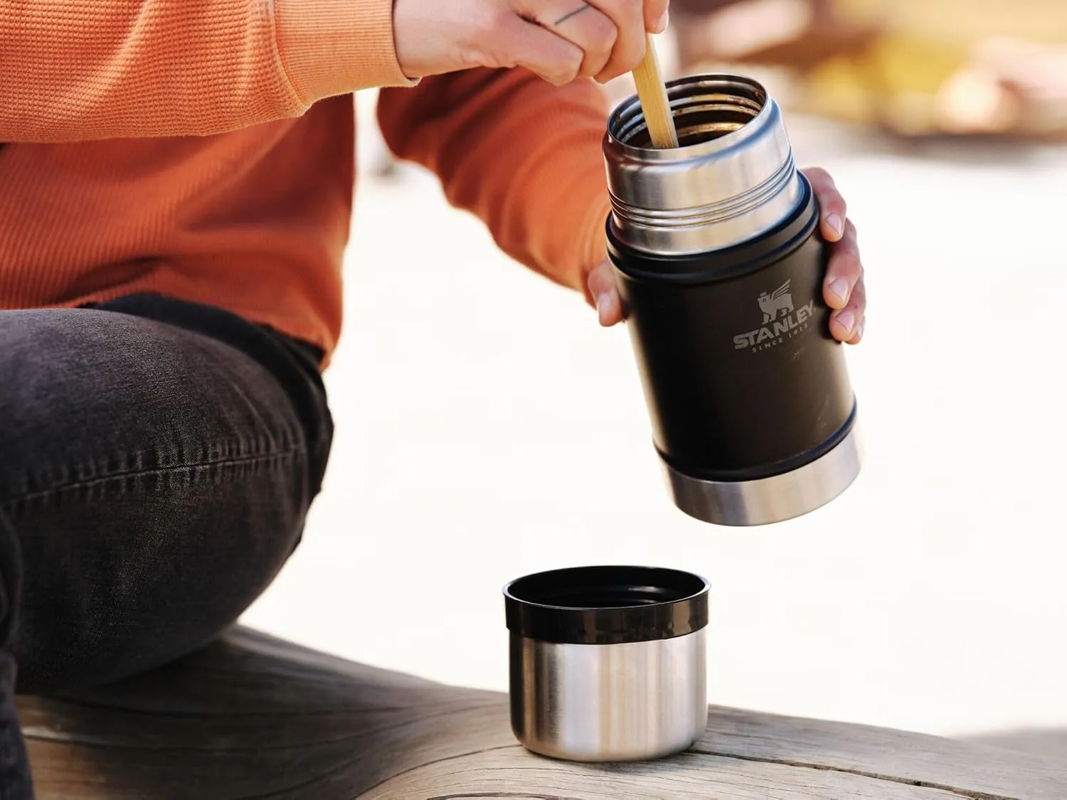 STANLEY Vacuum Insulated Large Food Jar, 18/8 Stainless Steel Food Jar for Cold and Hot Food, Soup Thermos with Leak Proof Lid Doubles as Cup, Wide Mouth Food Thermos