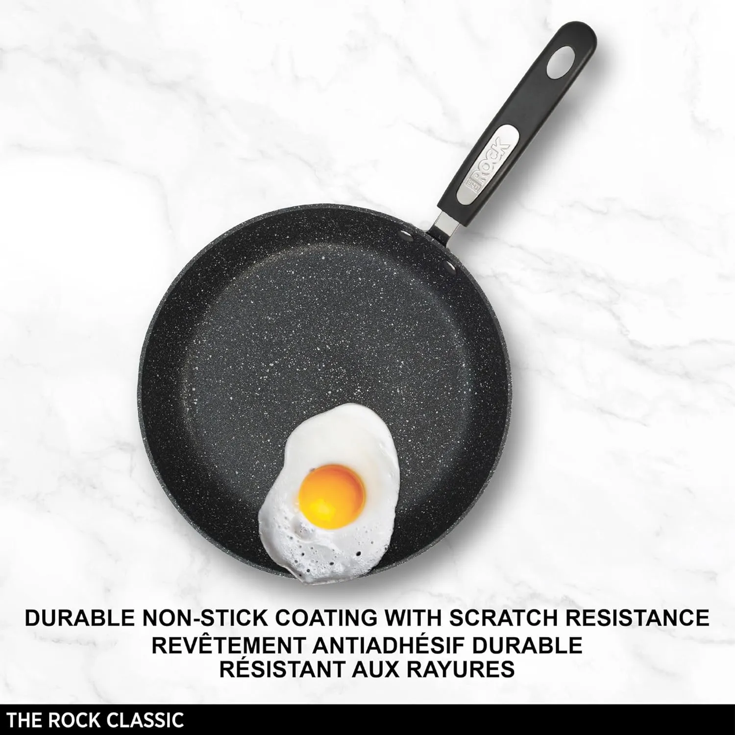 Starfrit The Rock 16cm (6.5") Non-Stick Egg Fry Pan - Durable Forged Aluminum - Oven Safe - PFOA Free - Easy to Clean - Black