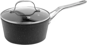 Starfrit The Rock 1.9L (2Qt) Non-Stick Saucepan - Durable Forged Aluminum - Oven Safe - PFOA Free - Easy to Clean - Black