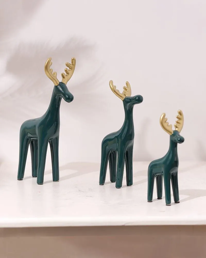 Style Modern Ceramic Deer Figurines Home Decorative Office Decor Wedding Gifts - (Pack Of 3)