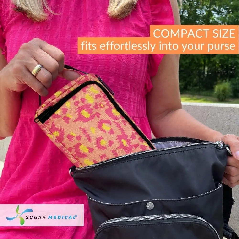 Sugar Medical Insulated Diabetes Insulin Pen Case Organizer – Diabetic Travel Bag for Insulin Pens, Glucose Meter & Supplies with Ice Pack (Wild Pink)