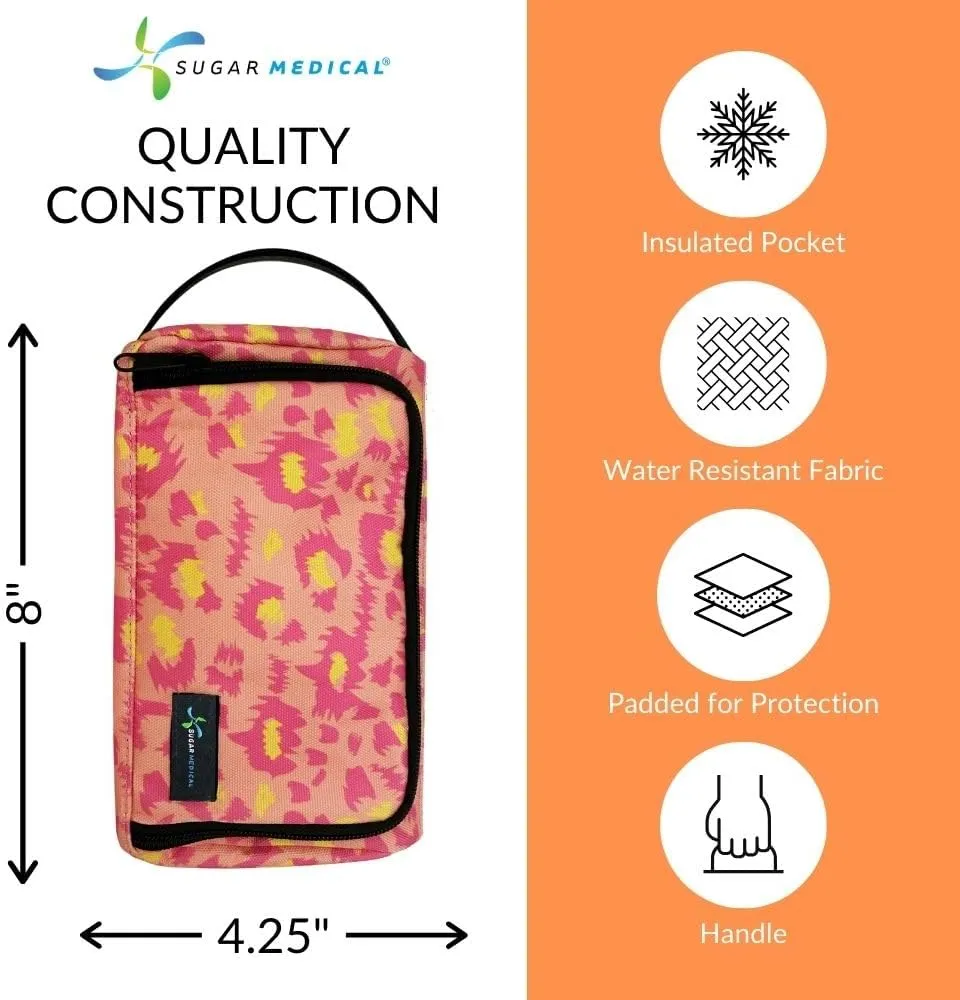Sugar Medical Insulated Diabetes Insulin Pen Case Organizer – Diabetic Travel Bag for Insulin Pens, Glucose Meter & Supplies with Ice Pack (Wild Pink)